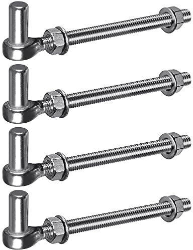 Insaga Torscharnier M12, 4er Schwerlast Gartentor Scharnier 16mm Kloben J-haken zu Bolzen Edelstahl Zauntor Torangel Verstellbar zum Schraube für Bauernhof Tor/Garten Tor/Feld/Holzzaun/Einfahrt, 200mm