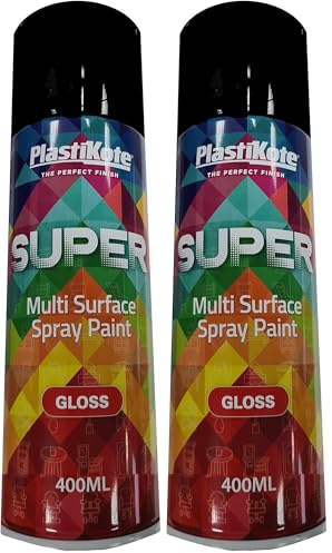 Plasti-Kote PKT1100 1100 400ml Super Gloss Spray Paint- Super Black (Packaging may vary) (Pack of 2)