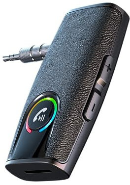 Bluetooth Empfänger für Auto, Bluetooth 5.3 AUX Adapter, Drahtloser Empfänger Sender mit LED-Anzeige, Audio-Empfänger für alte Lautsprecher/Telefon/Kopfhörer/PC, unterstützt 2 Geräte, geringe