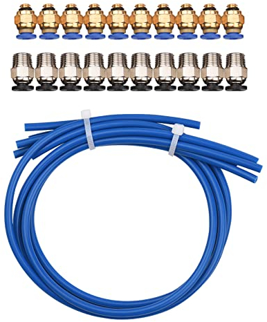 ERYUE Steinbock Bowdenzug,3D Drucker Kit PTFE Schlauch Schlauchleitung 5 Stück mit 10 Stück PC4-M6 Fittings und 10 Stück PC4-M10 Fitting Connector für 3D Drucker 1,75mm Filament