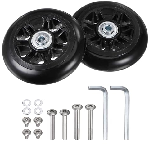 sourcing map Ersatzkofferrollen 90x24mm Kofferschienenreparatursätze umfassen 2 PU-Lagerrollen & Unterlegscheibenfür Trolleytaschen, Inline-Skates und Rollbretter