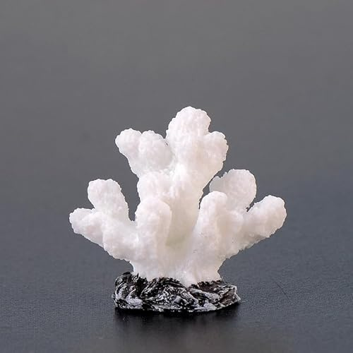 Movoja 2 STÜCK - Aquarium Deko Korallen - für Süß und Salzwasser - Dekoration Koralle Aquaristik - 8 Weiß