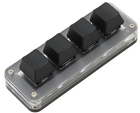 Diyeeni Clavier Mécanique à Une Main, Clavier Programmable Filaire USB C à 4 Touches avec Bouton, adapté au Bureau, à la Musique, aux Médias, au Contrôle Industriel, au Laboratoire