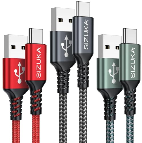 SIZUKA USB C Kabel [3Stück 3m] 3.1A Ladekabel USB C Schnellladekabel Typ C | Fast Charge Schnellladekabel USB C für iPhone 17 16 15 Pro Max,Galaxy S25 S24 S23,Pixel,MacBook,iPad,Xiaomi