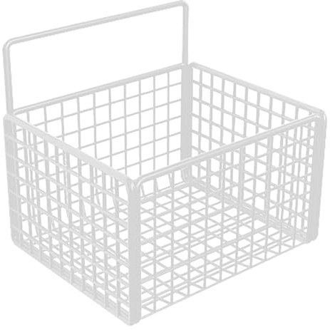 Cestino in Filo Metallico, Cestini Portaoggetti in Filo Metallico Cestini in Per Dispensa Cestini Sospesi Per Cucina Cestino Piccolo in da Parete(Bianco)