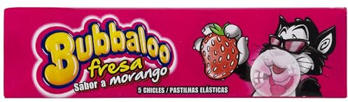 Bubbaloo Chicle Infantil de Fresa con Azúcar, 18 envases de 5 chicles