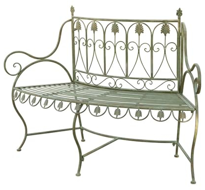 LYUCAYHQ Gartenbank, Halbrunde Retro Gartenbank Metall, Baumbank mit Rückenlehne und Armlehnen, für Veranda, Rasen, Garten, Hof, Tragkraft 300 Kg