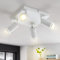 meoaow plafonnier Spot de plafond LED : spots GU10 blancs lampe de salon 4 ampoules lampe de cuisine spots de plafond métal intérieur orientables, sans ampoule