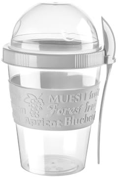 Reusable Yogurt Pots Set of 4 With Lids, Overnight Oats Jar Container with Spoon, 20 Oz 600ml Yoghurt Container, Breakfast Pots To Go, Dishwasher Safe YogHurt Pot (BLUE,PURPLE, WHITE,OCEAN BLUE)