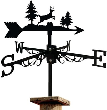 Wetterfahne, Rentier-Windfahne, Wetterfahne, Hirsch Metall Wetterfahne, -Tier-Metall-Wetterfahne, Dachwetterfahne, Windrichtungsanzeige für den Außenbereich, Garten, Hof, Terrasse, Bauernhof