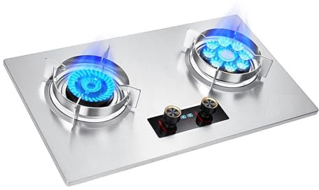 Piano Cottura A Gas, Doppio Fornello A Gas Da Tavolo E GN/GPL Incorporato, Fornello A Gas A 2 Fuochi Con Protezione Antincendio, Piano Cottura For Casa Da Campeggio All'aperto(LPG)