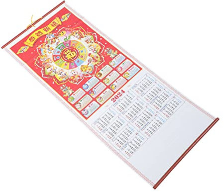 DIYEAH Calendrier Mensuel De Style Chinois Calendrier Suspendu Traditionnel Pour Célébrer Année Du Dragon