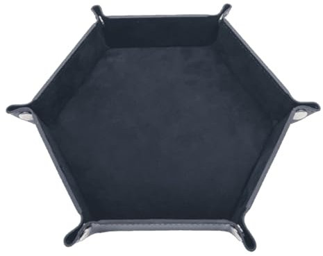 SLXLYH Zusammenklappbares sechseckiges Würfeltablett aus PU-Leder, Samt, Würfelhalter, Aufbewahrungsbox, tragbar, zusammenklappbar, für Spielspieler