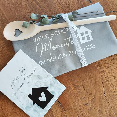 Geschenkset zum Einzug – Geschirrtuch, Kochlöffel & Karte I Einweihungsgeschenk Wohnung I Einzugsgeschenk I Richtfest