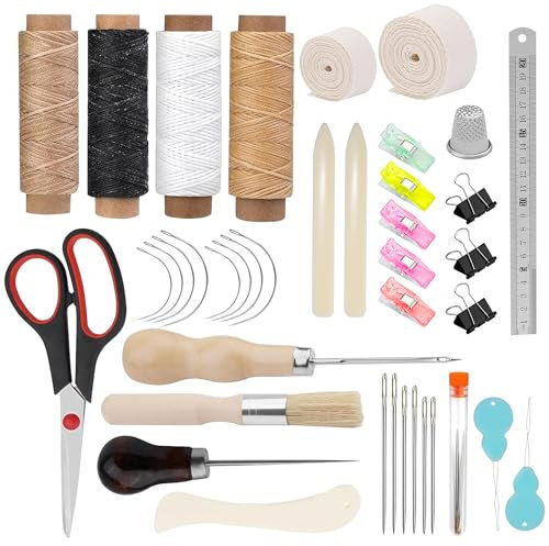 Ensemble d'outils de reliure de livres de 41 pièces : kit de reliure de livres pour débutant avec ruban de reliure en bio, alêne ciré pour débutants