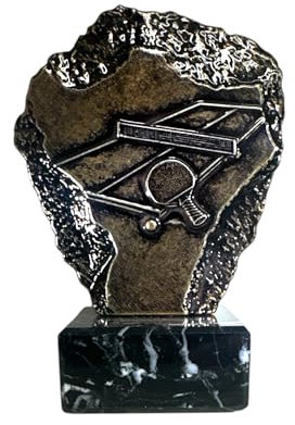 eberin – 14cm Metall Tischtennispokal in 4 Farben auf Marmorsockel, personalisierbare Gravur, Tischtennis Trophäe & Award für Turniere/Vereine/Spieler*innen
