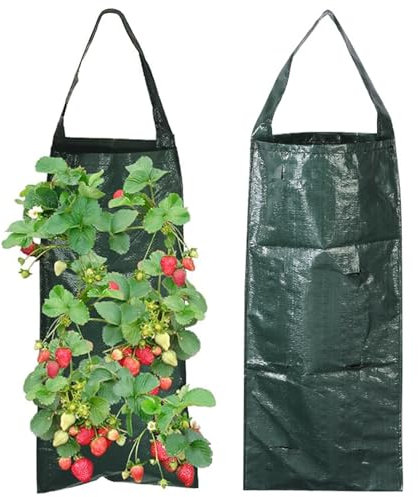 2 Pcs Sacchi Per Piante Fragole, Appendere Sacco Per Piantare, Sacchi Per Piante Da Esterno, Sacchetti Per Piante Traspiranti, Borsa Per Piantare Con 8 Fori,Per Fragole, Pomodori,Fiori,Piante Orticole