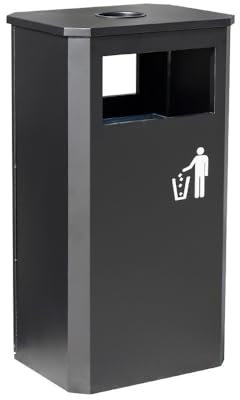Papelera de Exterior de Acero Inoxidable, Gruesa, Grande, con cenicero, Cuadrada, para Parque (Talla única)