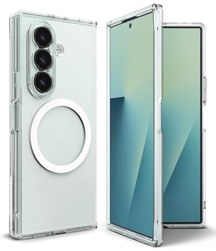Ringke Fusion Designed for Samsung Galaxy Z Fold 7 Case [Compatible with MagSafe] [Tailored Camera Protection] Slim Transparent Protective Cover with Shockproof Bumper - Magnetic Clear