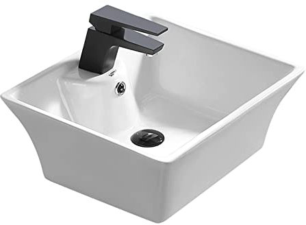Lavandino Bagno Lavandini da bagno in ceramica, 19,4x16. Lavandino da bagno rettangolare da appoggio, lavabo moderno in porcellana, lavabo da bagno, lavabo artistico, bianco Lavabo da Appoggio
