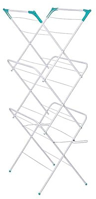 A1 HUB 3-Tier Folding Laundry Maiden Rack, Dryer Rack, Clothes Horse, Airing Clothes, Foldable, Compact, White