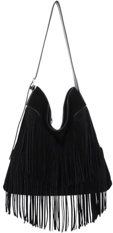 EVEOUT Borsa a Tracolla con Frange in Pelle Scamosciata Sintetica Oversize Bohémien Stile Western Borsa Spalla con Nappe