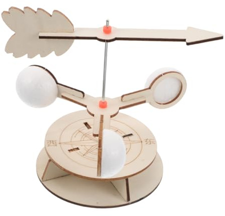 Yardwe Diy Wind Vane Science Kit for Boys and Girls Educational Weather Experiment Toy Wooden Assembly Model to Learn Direction at Home Outdoor