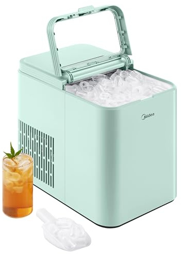 Midea MERI26B1AGN Countertop Bullet-Ice Maker, 8 Ice Bullets Ready in 6 Minutes, 26lbs/24H, Self-Cleaning Function with Ice Scoop and Basket for Home/Office/RV