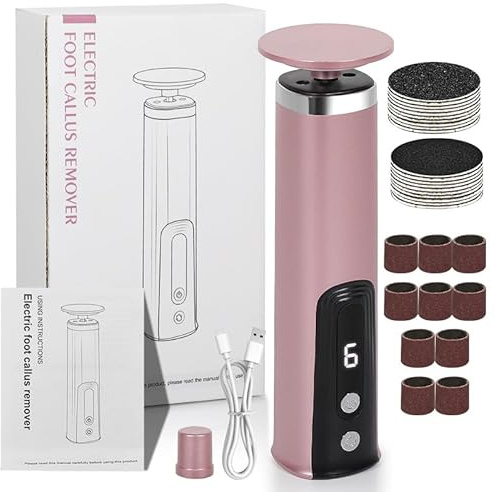 Electric Foot File Hard Skin Remover, 2 In1 Electric Foot Callus Remover & Nail Grinder, Foot Sander Pedicure Tool for Feet Dry Dead Skin Cracked Heel Calluses, Rechargeable Exfoliator Foot Scrubber