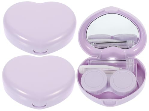 BELLIFFY 3 Sets Purple Contact Lens Case with Mirror and Lens Holder Lightweight Pp Material that Can Be Put in Suitcase Or Backpack