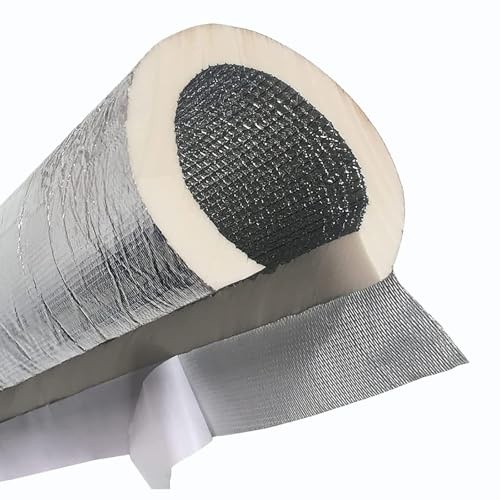 Tubo Aislante de Espuma con Doble lámina de Aluminio Protector Ignífugo y Anticongelante para Tuberías de cobre, Agua Fría y Caliente - Aislamiento Térmico(76mm*15mm*100cm)