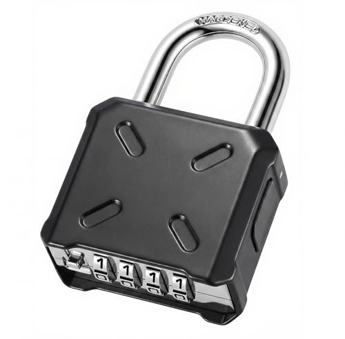 Diyife Gros Cadenas Code Exterieur 4 Chiffre, Ouverture à une Main, Etanche | Lot de 1, Manille Pleine de 8 mm, Code Caché en Bas, Résistant Intempéries, Cadenas Code Exterieur pour Casier Portail Garage