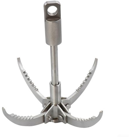 Gancho de agarre plegable para escalada de montaña y campamento con cuerpo de acero inoxidable y diseño antideslizante de dientes de sierra (C (tres garras))
