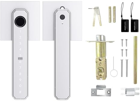 ZAICOLER Intelligentes Biometrisches Türschloss für die Wohnungseingangstür |5-in-1-Fingerabdruck-App-Steuerung, 0,3-Sekunden-Entriegelung, Bohrsichere Zinklegierung, Schlüsselloser Zugang, (SILVER)