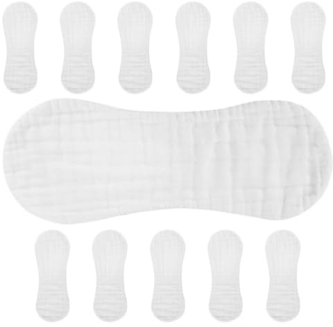 Angoily 12pcs Reusable Diapers Muslin Towel, Gauze, White, Peanut Shape, Soft and Gentle, Lightweight, for Newborns, the Go