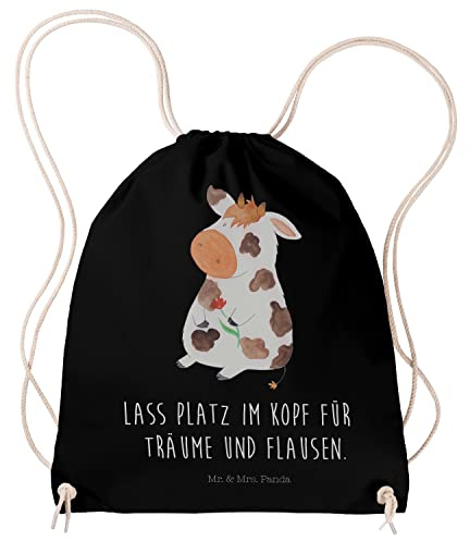 Mr. & Mrs. Panda Jutebeutel Kuh - Geschenk, festival tasche, Milch, Kühe, Bauernhof, Hof, wander rucksack, beutel mit kordelzug, Fitness, Turnbeutel, Spruch