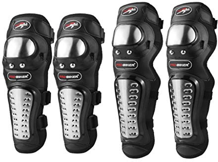 Backbayia - 2 pares de protectores de codo de rodilla Tibia, con correa ajustable, protección de motociclista