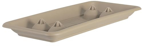 Fuchs dal 1895 Sottovaso per fioriera Plato Rettangolare in plastica, Lunghezza: 80 cm, Colore: Tortora