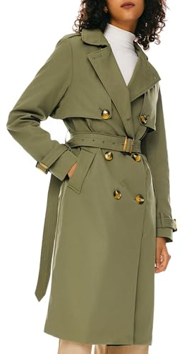 OROLAY Trench Lungo da Donna con Cintura Trench Leggero Doppiopetto con Spolverino