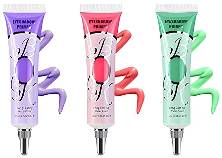 LOKFAR 3 Pack Matte Eyeshadow Primer for Oily Lids No Crease Violet Green Pink Color Eye Makeup Eye Primer Base Waterproof & Smudge-proof & Long Lasting Cream Liquid Eye-shadow for All Shadows (Set D)