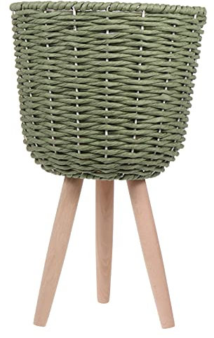 Cabilock Macetas Cestas De Mimbre Flor de Ratán Titular de La Planta Decorativa Maceta Soporte Tejido Canasta de Algas Marinas Maceta de Balcón Maceta Contenedor Verde Cesta De Mimbre