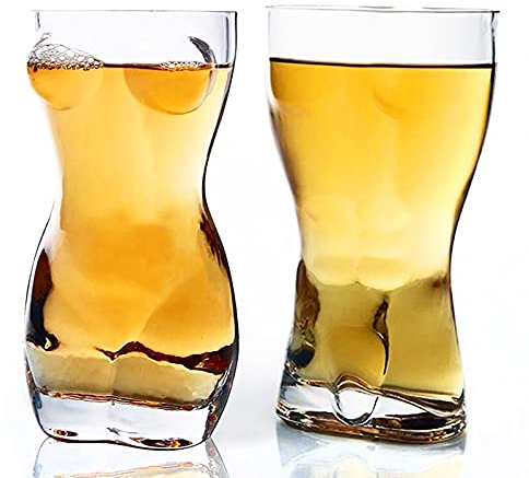OYZY Beer Cups, 400ML Sexy Body Shaped Pint Glass Beer Glass Whiskey Glass Gift Set for Home Parties, Clubs, Events - Set of 2