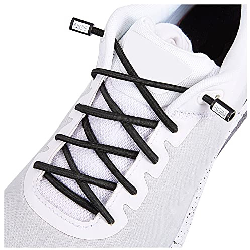 anan520 Elastic Shoelaces No-Tie Lacing System for Kids and Adult Shoes, Elastic Shoe laces for Sneakers Black