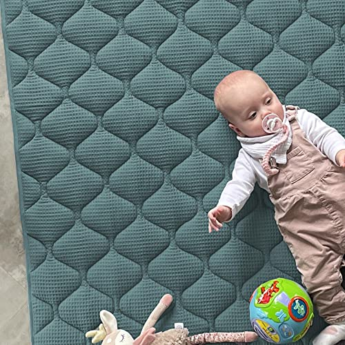 Sanosoft® Krabbeldecke - rutsch- & wasserfest - Made in Germany Petrol 120x120cm