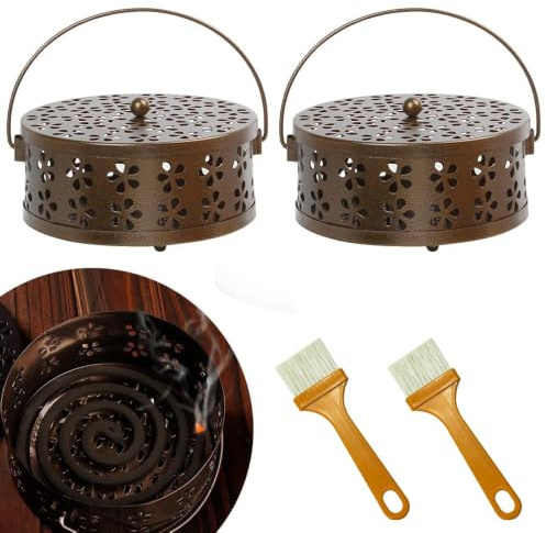 Porta Incienso Antimosquitos,Portable Mosquito Coil Holder,Mosquito Coil Holder,Porta Incienso Espiral,Quemador Incienso Caja,Soporte Incienso Metal