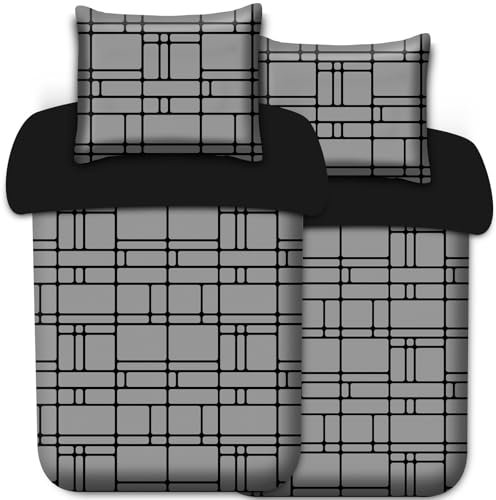 Pamposh Bettwäsche 135x200 4teilig - Bettwäsche Grau 2 Bettbezüge 135x200 cm + 2 Kissenbezüge 80X80 cm, ÖKO-TEX Bettwäsche-Sets Ultraweicher Mikrofaser mit Reißverschluss
