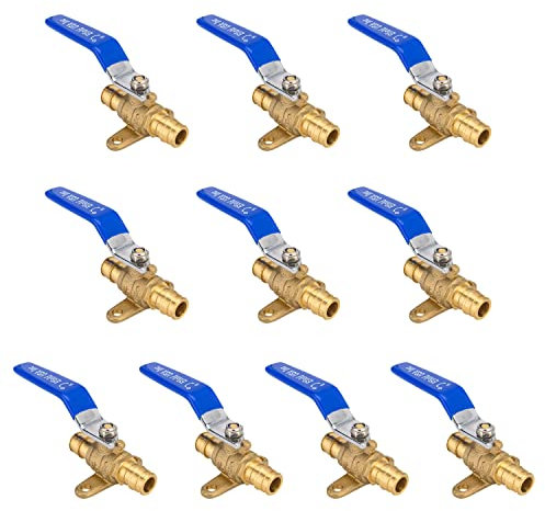 (Pack of 10) EFIELD Pex A Expansion 3/4'' X 3/4'' Full Port Shut-off Brass Ball Valve with Drop-ear, Plumbing Fittings, ASTM 1960, cUPC Certified
