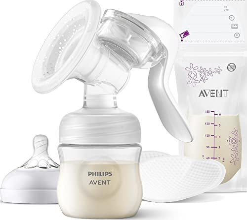 Manuelle Milchpumpe mit Natural Motion Technologie, inkl. 125ml Naturflasche und 2x Stilleinlagen