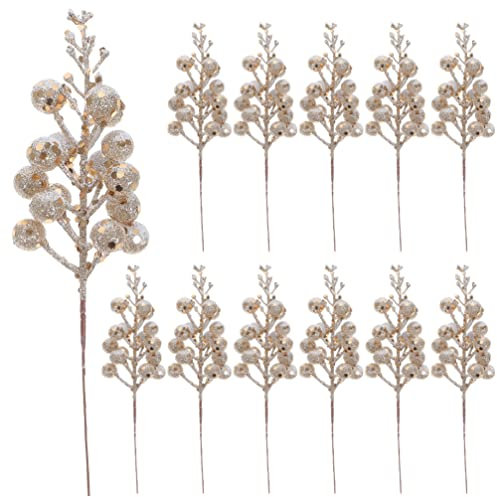 12 Stücke Künstliche Beerenzweige Weihnachten Tannenzweige Künstlich Zweige Deko Deko Beeren Weihnachten Dekozweige Beeren Picks DIY Basteln für Kranz Blumenarrangement Vase