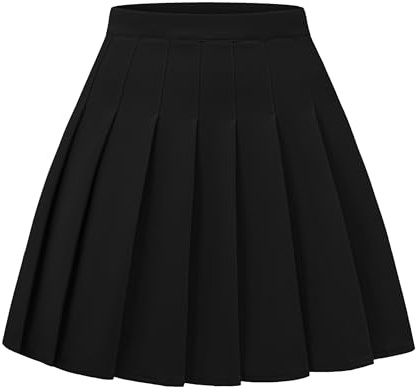 DINGJIUYAN Black Pleated mini Skirt,Gothic Skirts,high Low Skirt,Plus Size Skater Skirt
